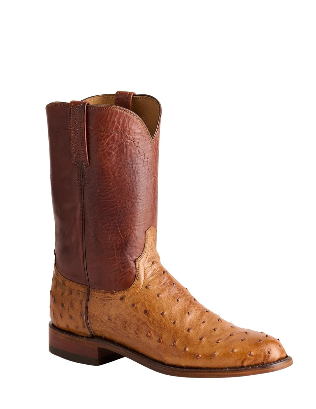 Mens Lucchese Burnished Barnwood Ostrich Roper