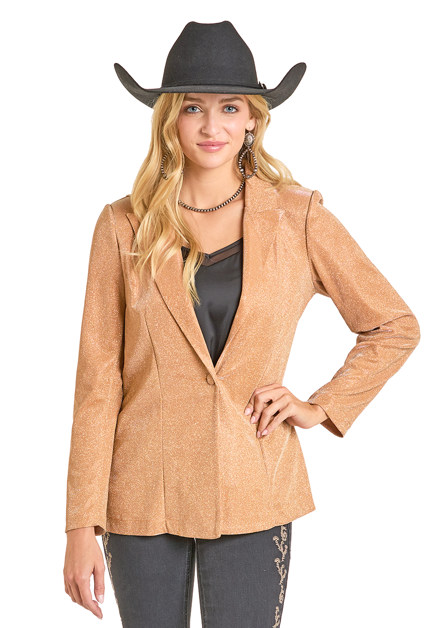 Panhandle Womens Orange Iridescent Blazer