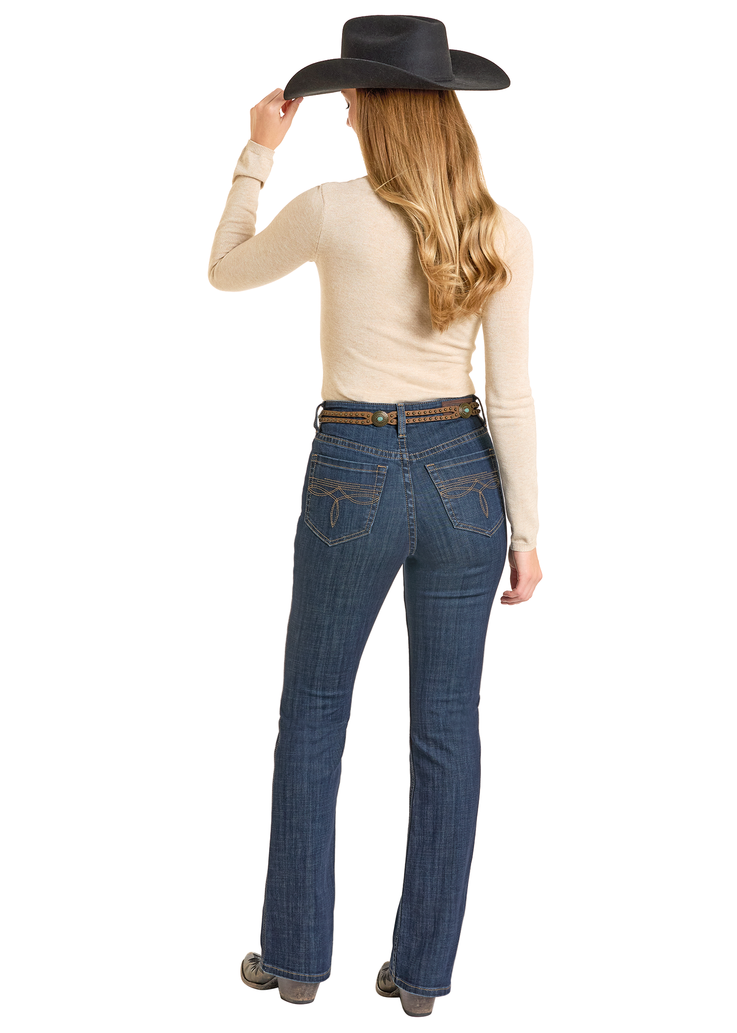 Panhandle Womens Boot Stitch Pocket Bootcut Jeans