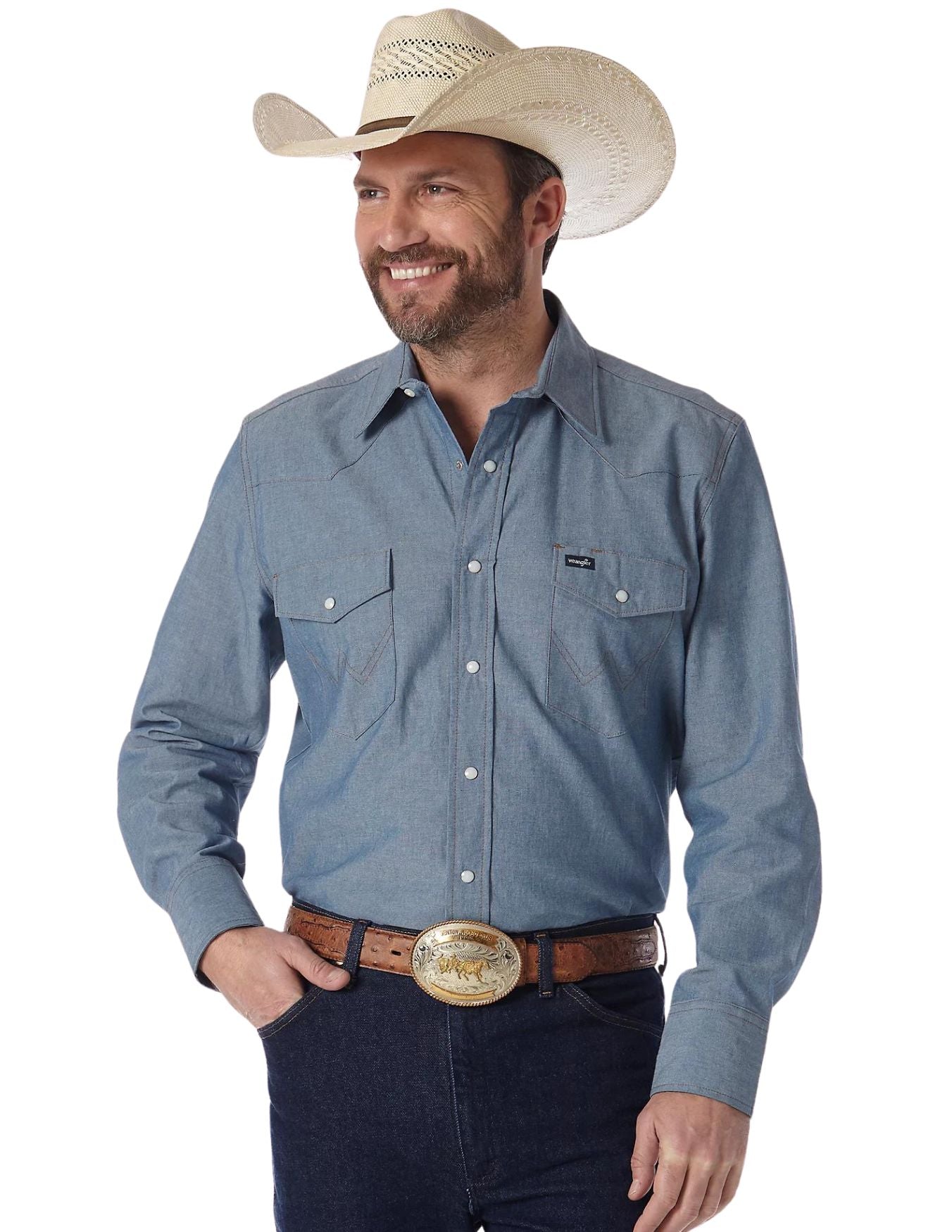 Wrangler Mens Light Blue Work Shirt