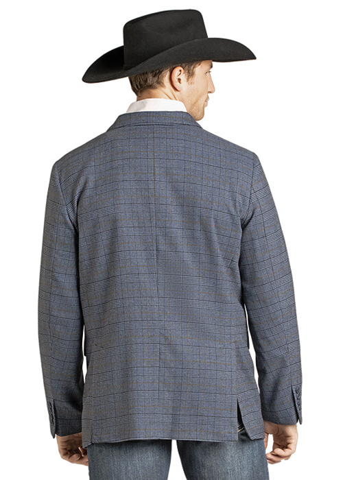 Panhandle Mens Navy Plaid Sportscoat