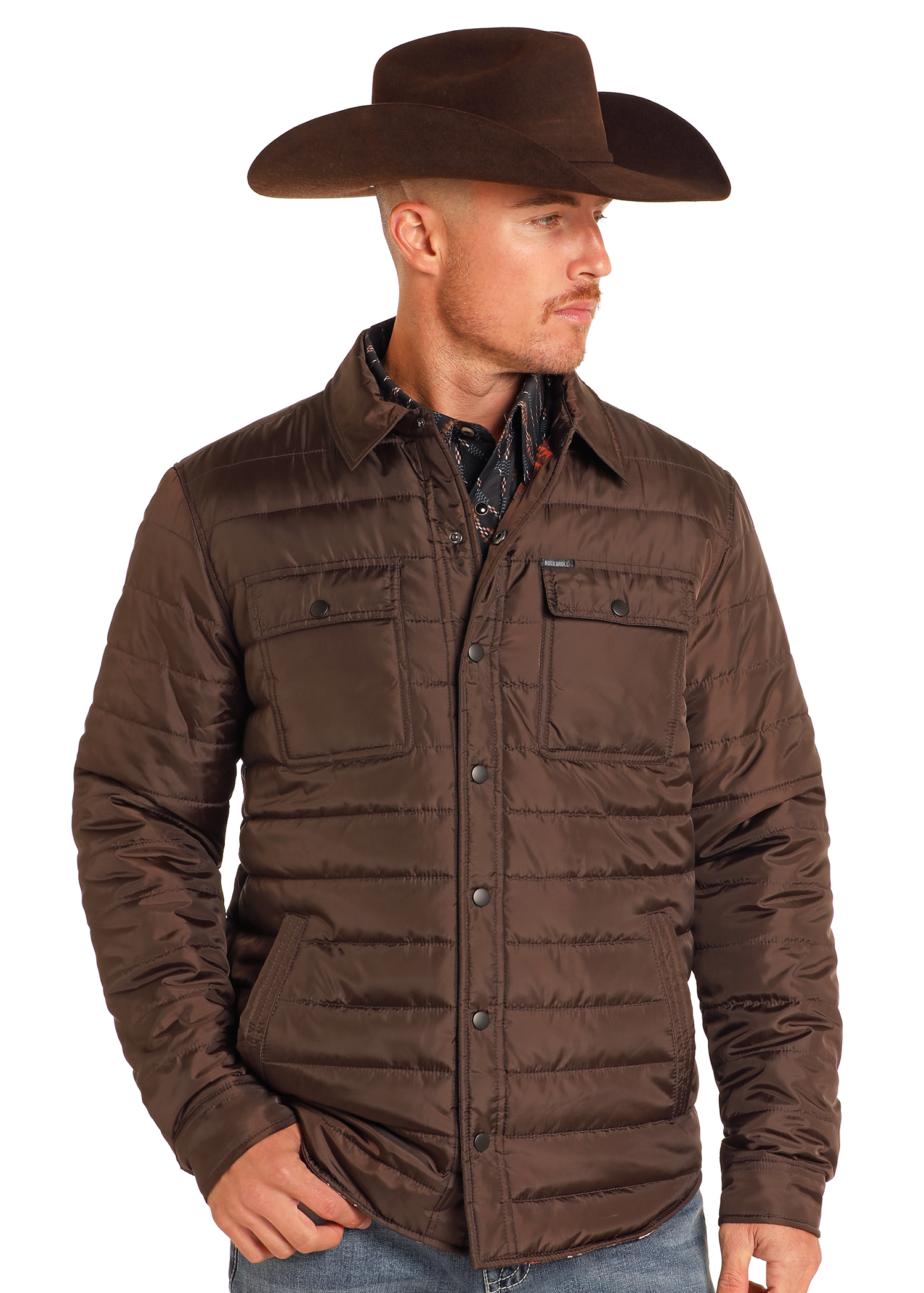 Panhandle Mens Dark Brown Puffer Jacket