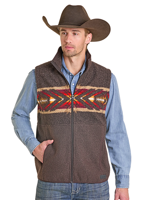 Panhandle Mens Aztec Border Teddy Vest