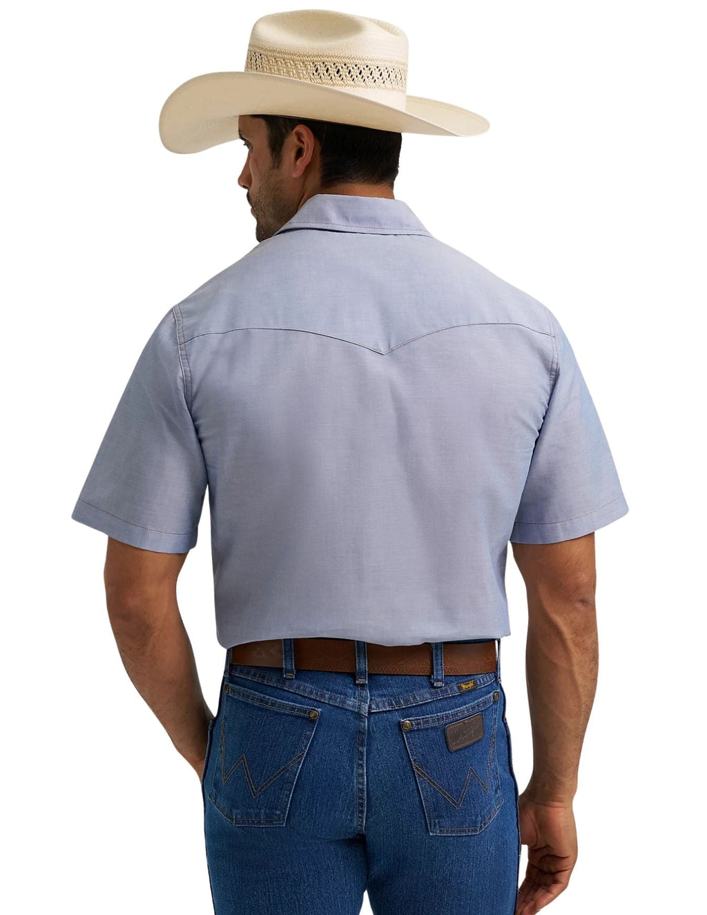 Wrangler Mens Cowboy Cut Denim Short Sleeve Work Western Shirt