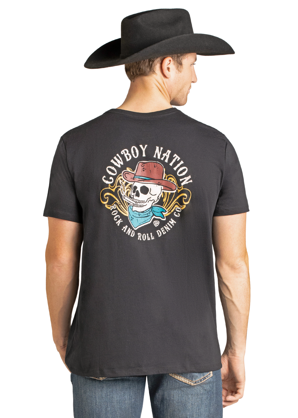 Panhandle Mens Black Skull Graphic T-Shirt