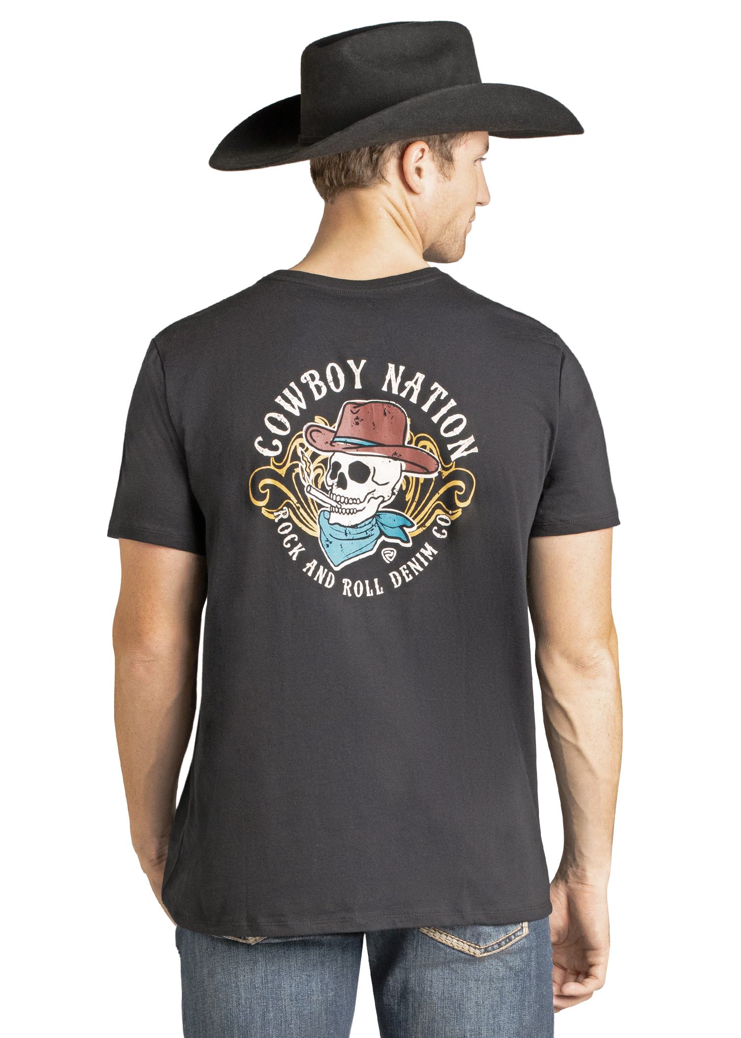 Panhandle Mens Black Skull Graphic T-Shirt
