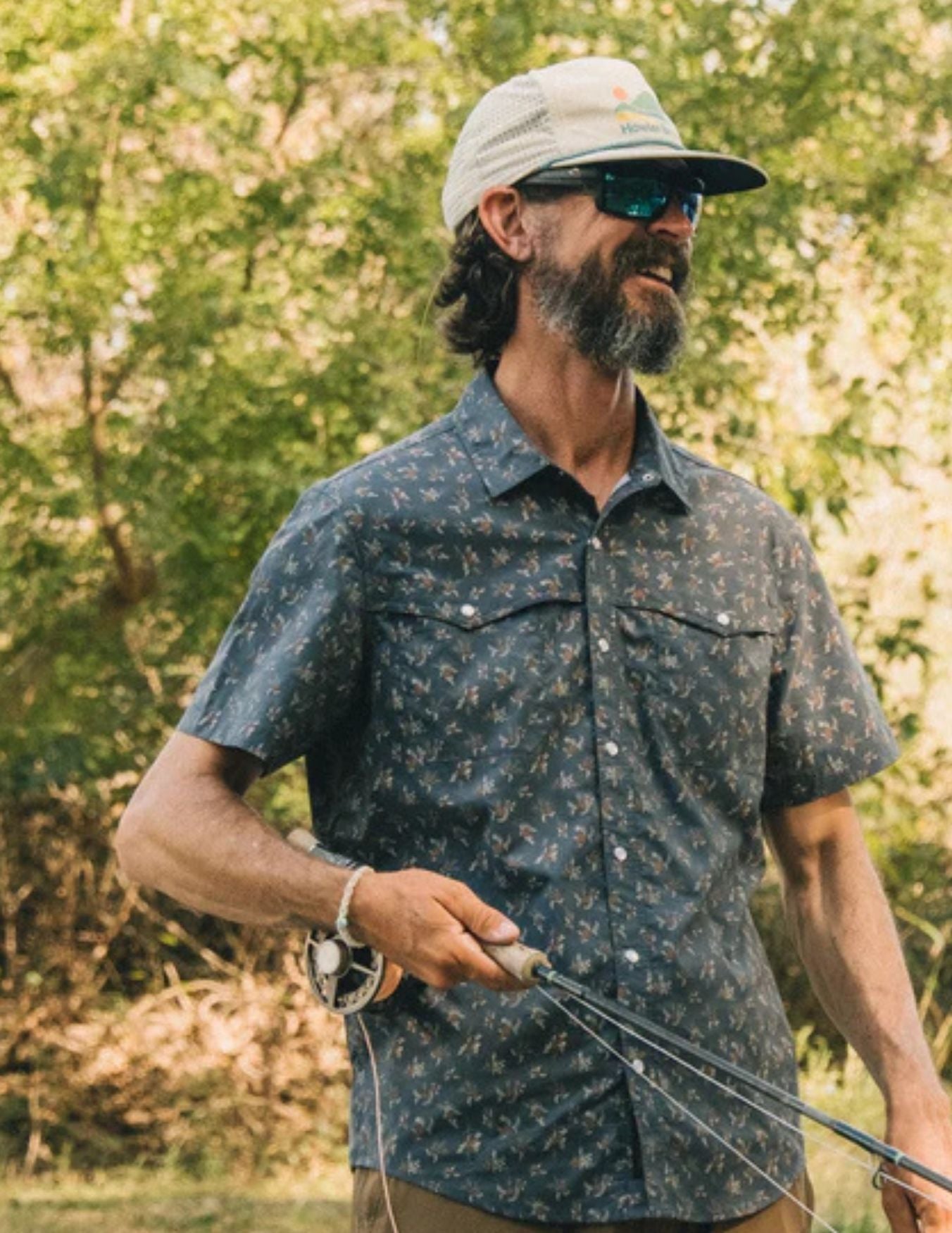 Howler Bros Mens Rancher Floral Dark Slate Open Country Tech Shirt