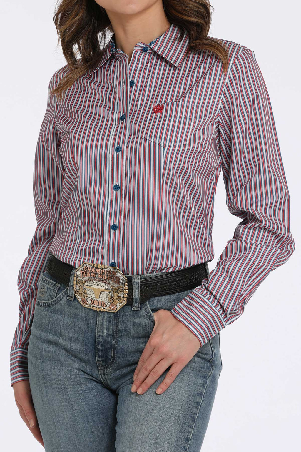 Cinch Womens Multi Striped Long Sleeve Shirt