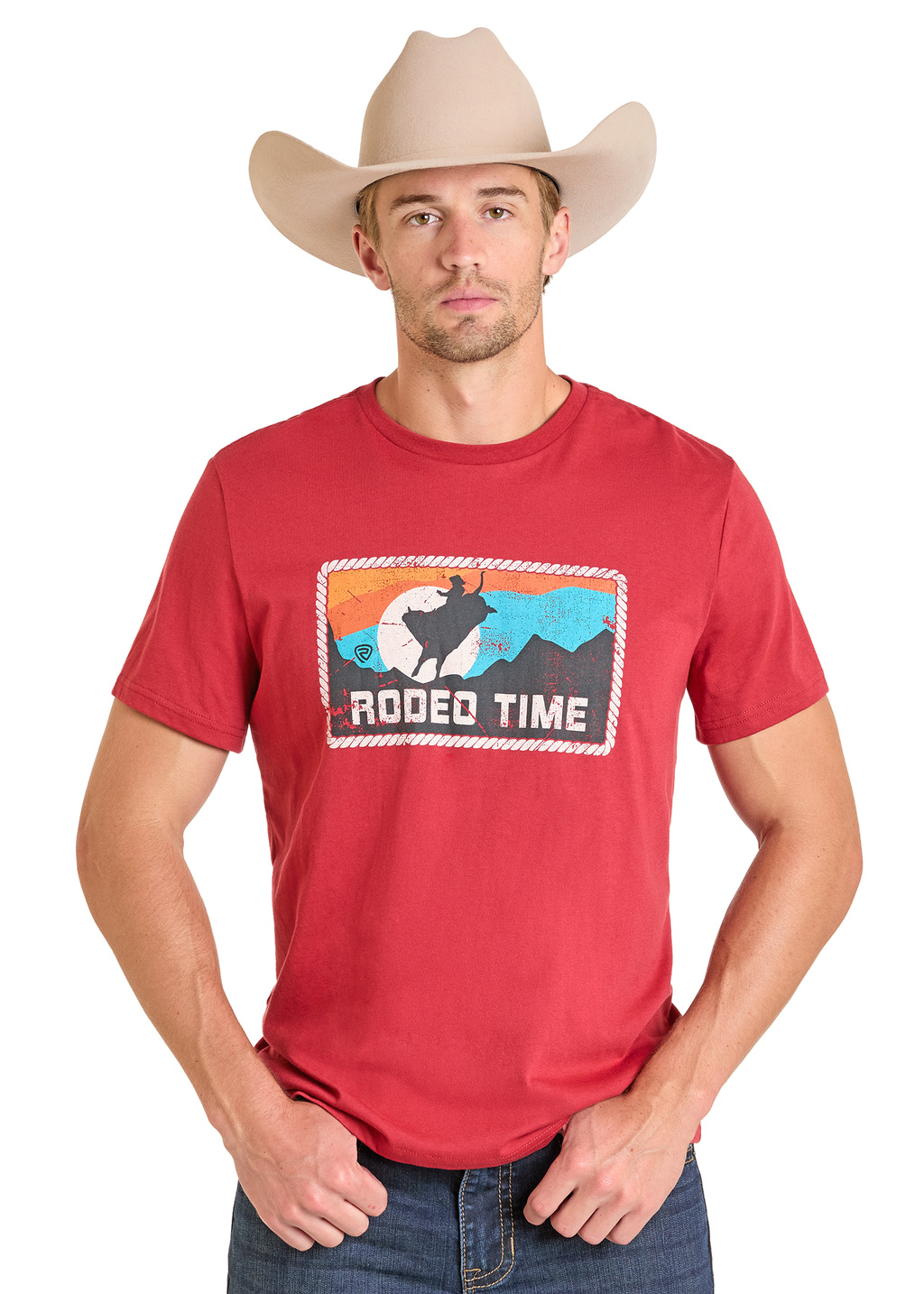 Panhandle Mens Red Rodeo Time T-Shirt