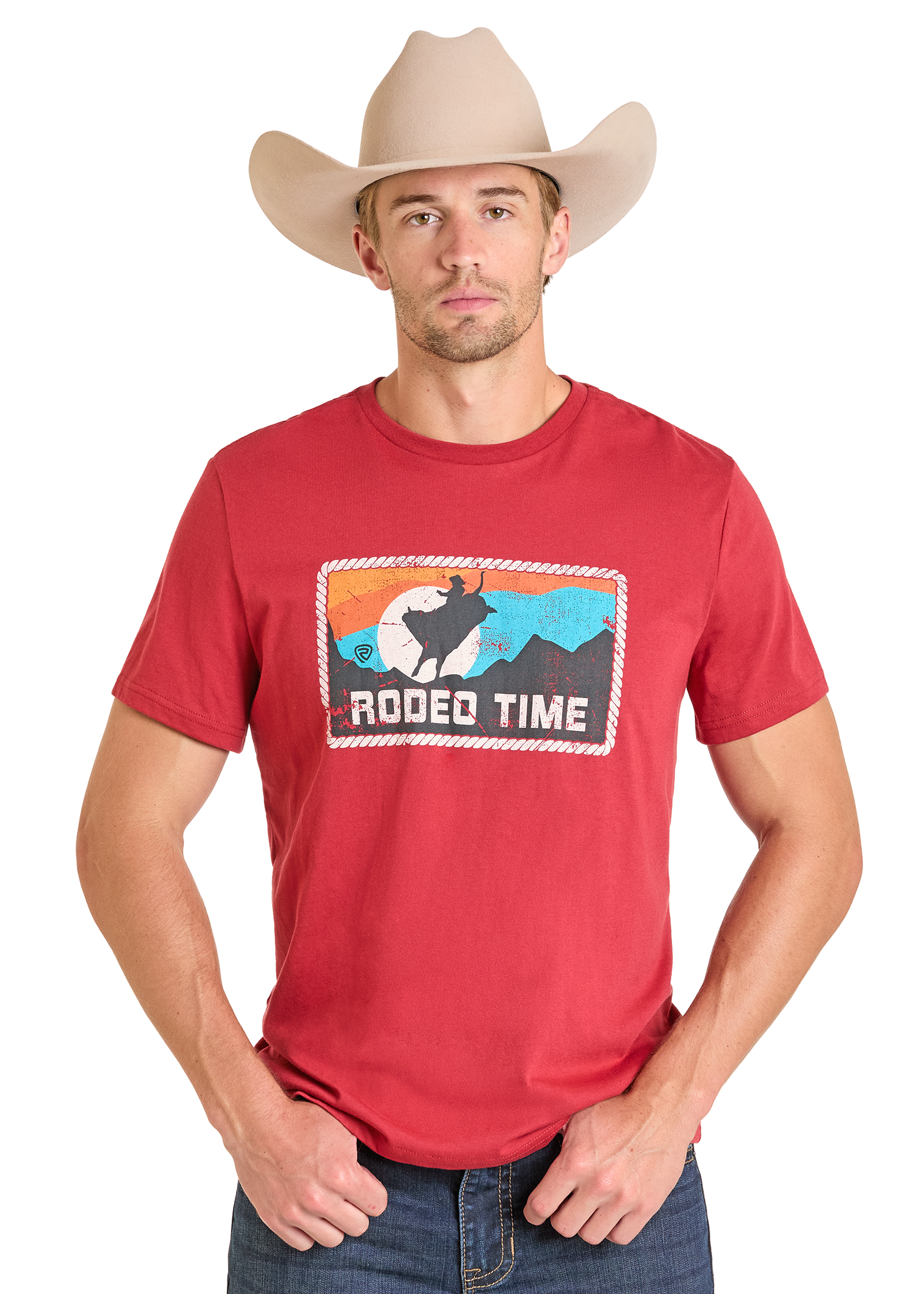 Panhandle Mens Red Rodeo Time T-Shirt