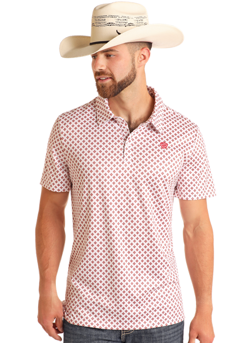 Panhandle Mens White Geo Polo