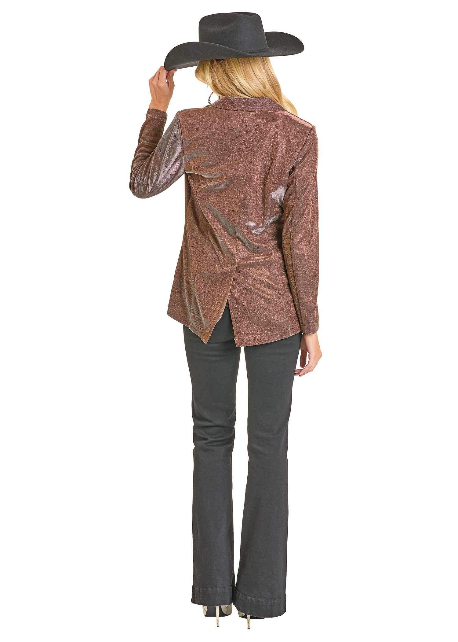 Panhandle Womens Brown Iridescent Blazer