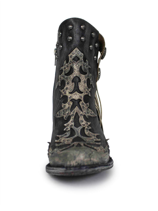 Ladies Corral Black Overlay & Fringe Concho