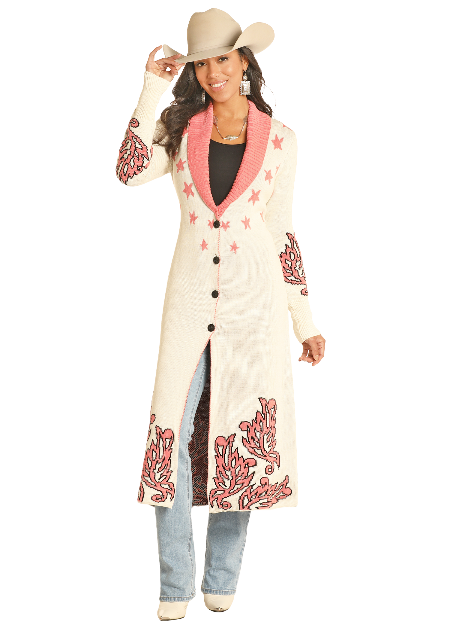 Panhandle Womens Pink Cowgirl Cardigan