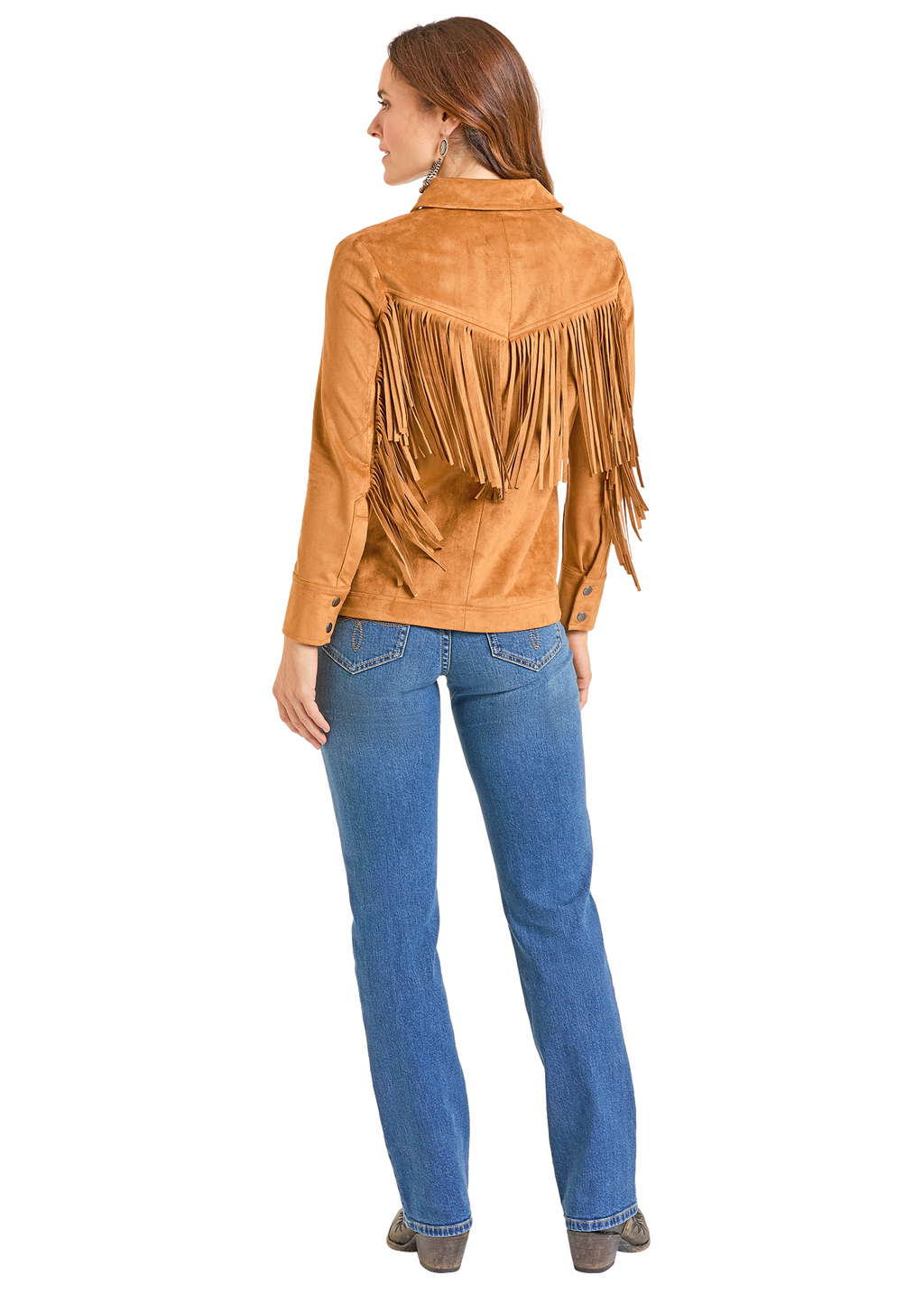 Panhandle Womens Fringed Yoke Shacket