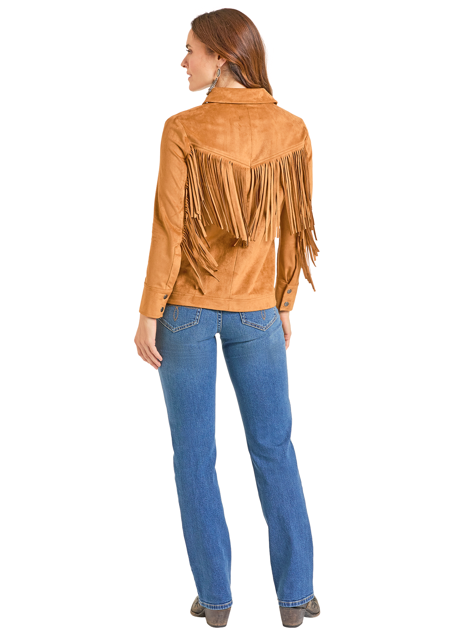 Panhandle Womens Fringed Yoke Shacket