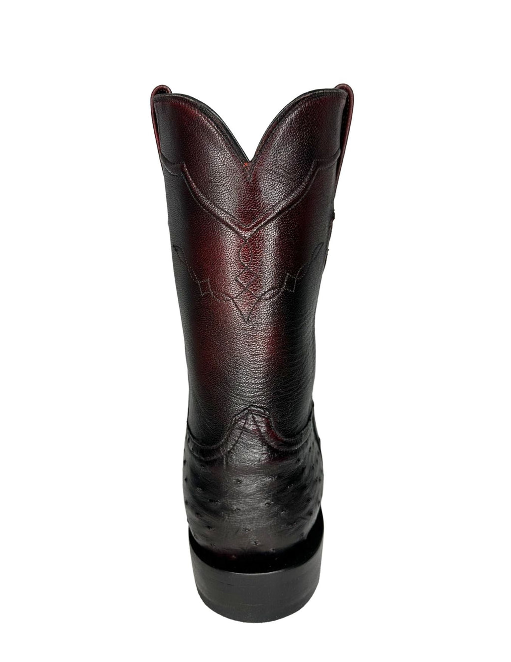 Black Jack Mens Black Cherry Ostrich Round Toe Boots