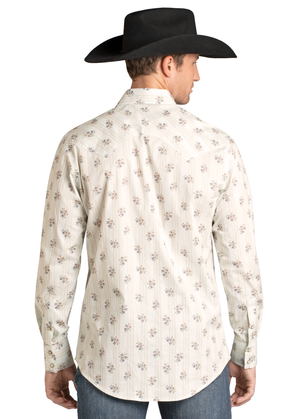 Panhandle Mens Slim Fit Natural Floral Long Sleeve Shirt