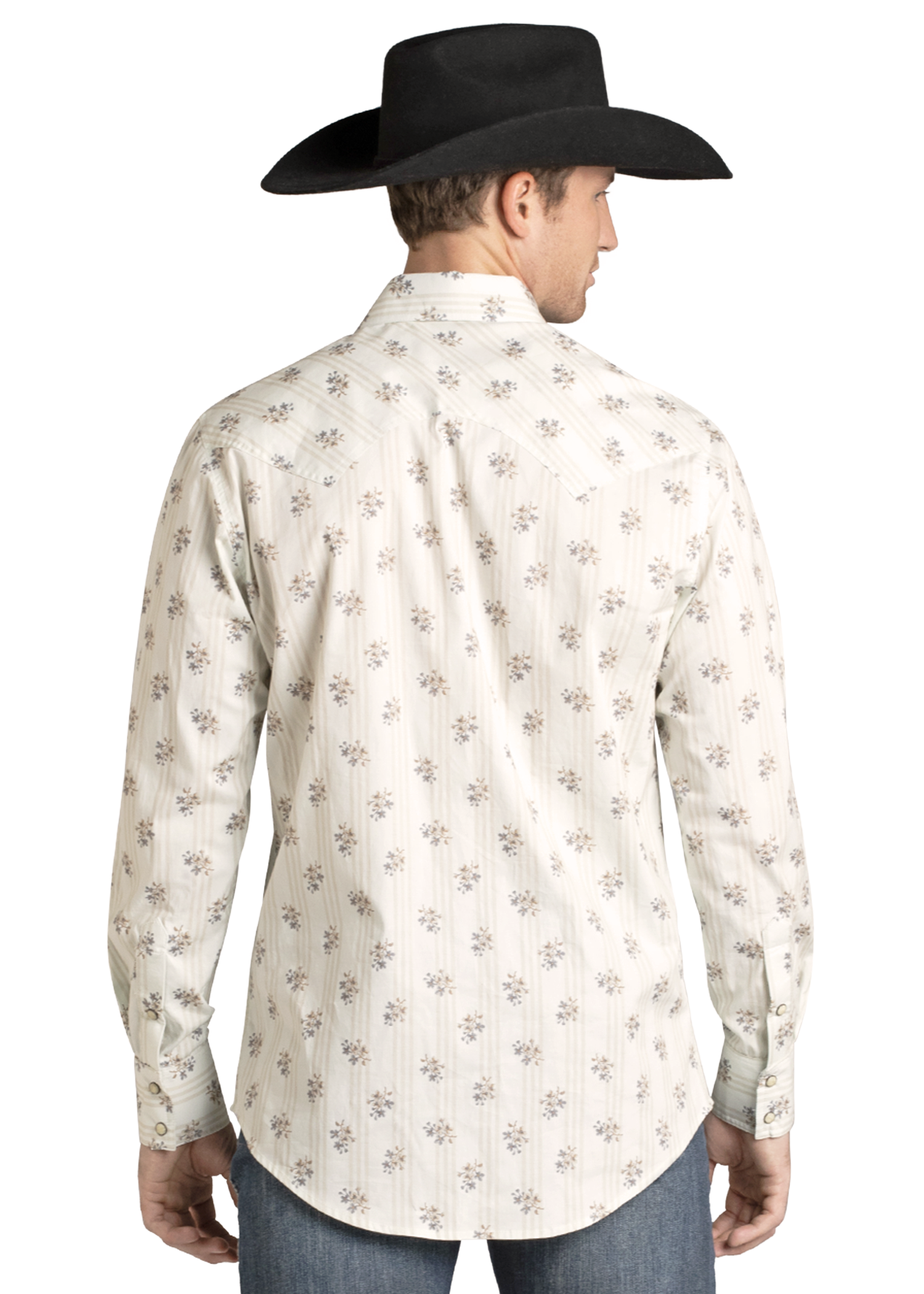 Panhandle Mens Slim Fit Natural Floral Long Sleeve Shirt
