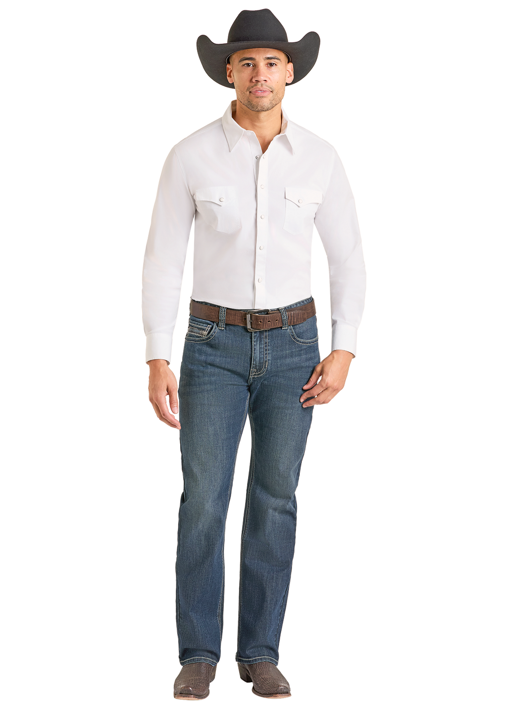 Panhandle Mens Dark Vintage Straight Leg Jeans