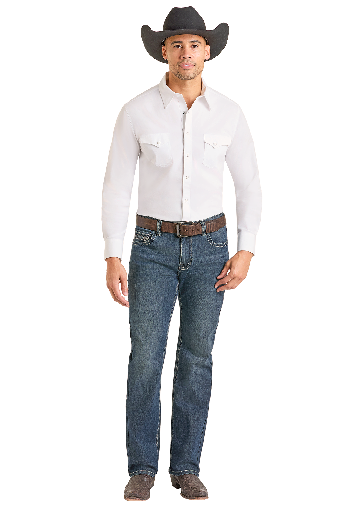 Panhandle Mens Dark Vintage Straight Leg Jeans