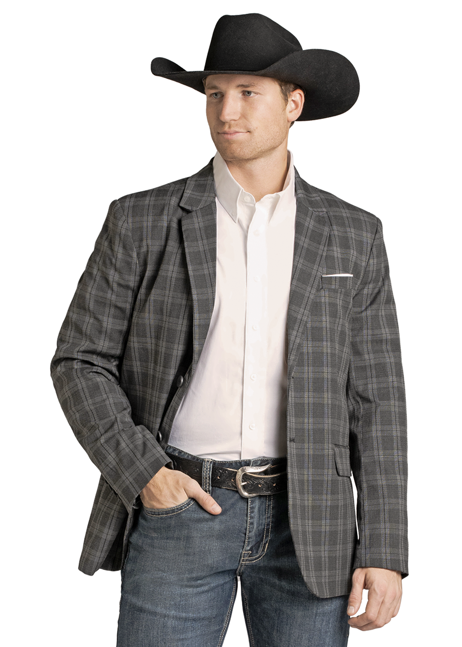 Panhandle Mens Charcoal Plaid Sport Coat
