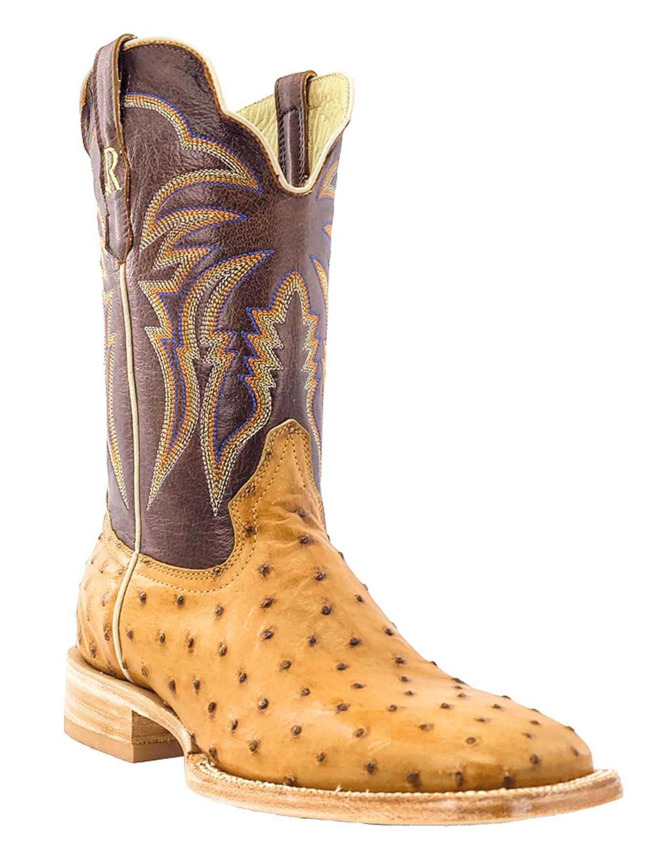 R. Watson Mens Antique Saddle Full Quill Ostrich Boots