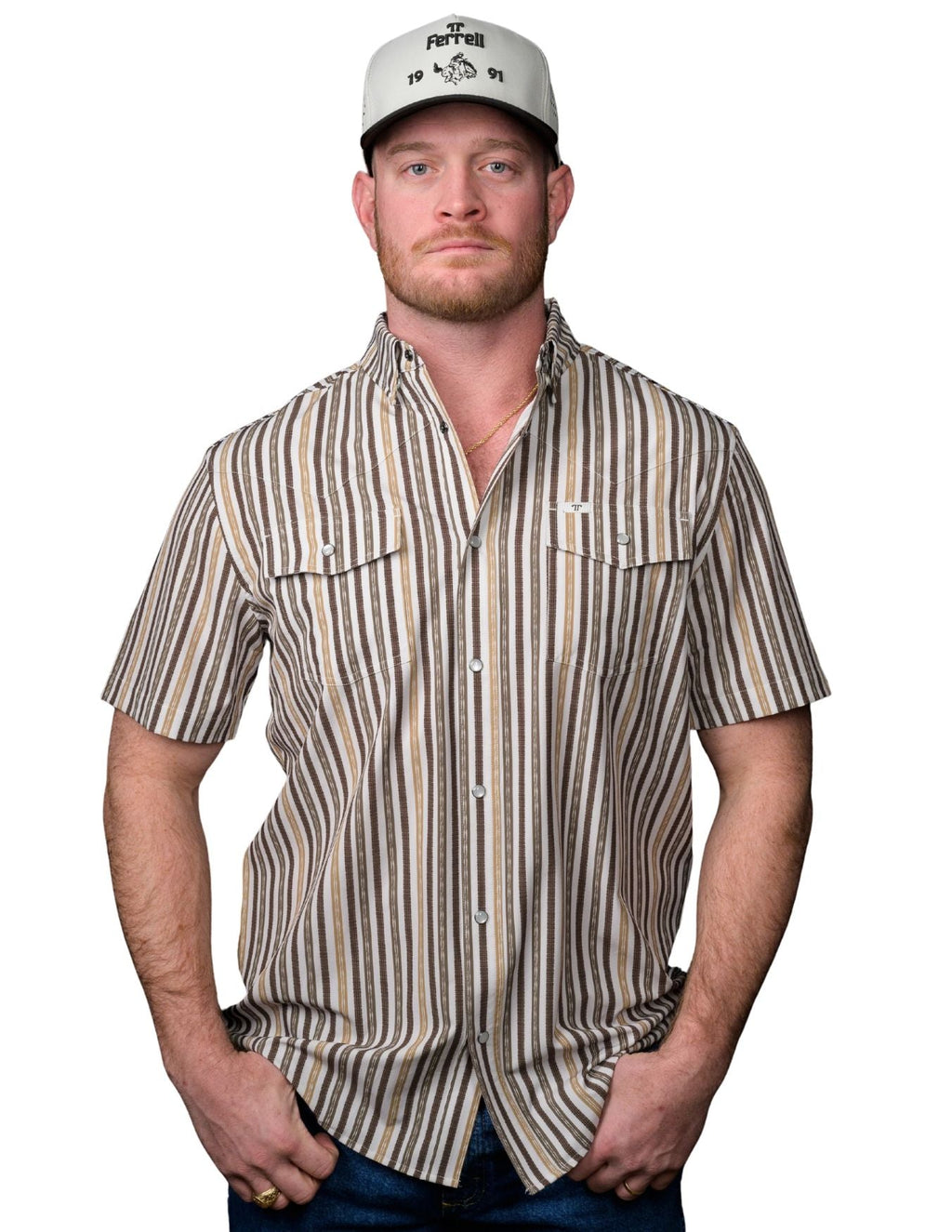 Ferrell Mens The Wyatt Green Short Sleeve Shirt