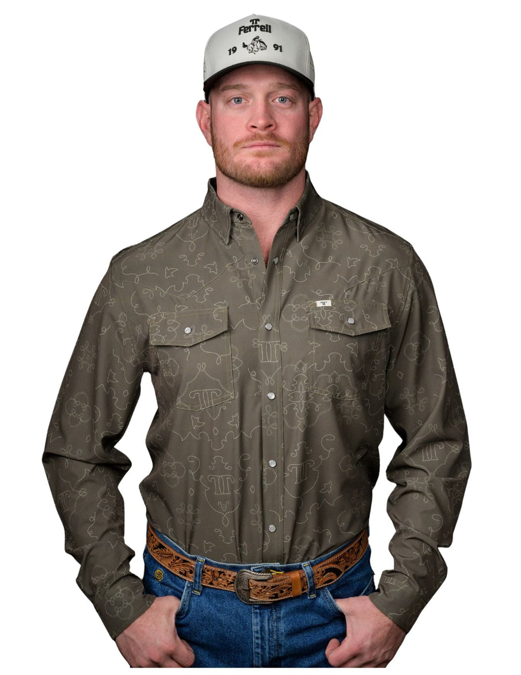 Ferrell Mens The Carson Green Long Sleeve Shirt