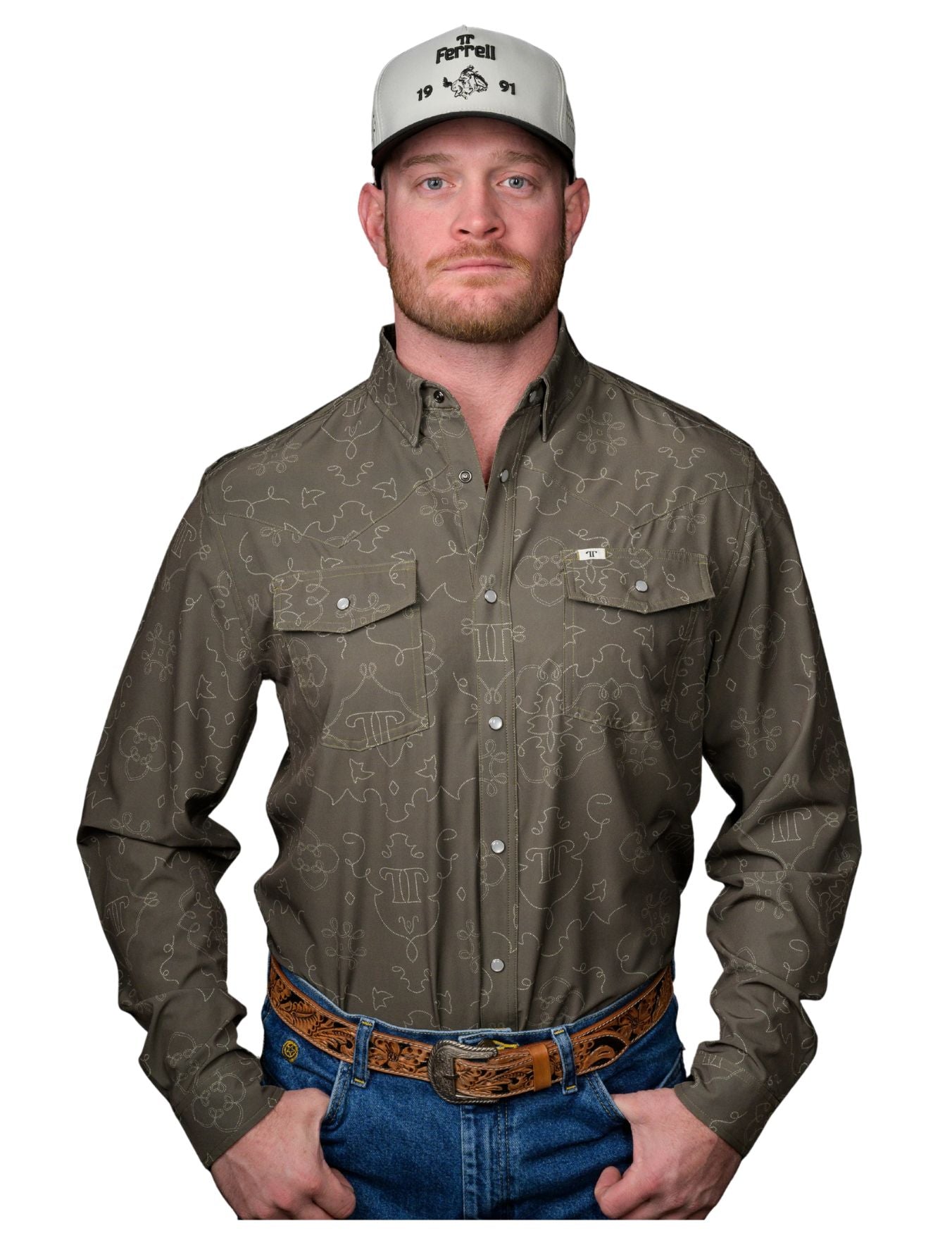 Ferrell Mens The Carson Green Long Sleeve Shirt