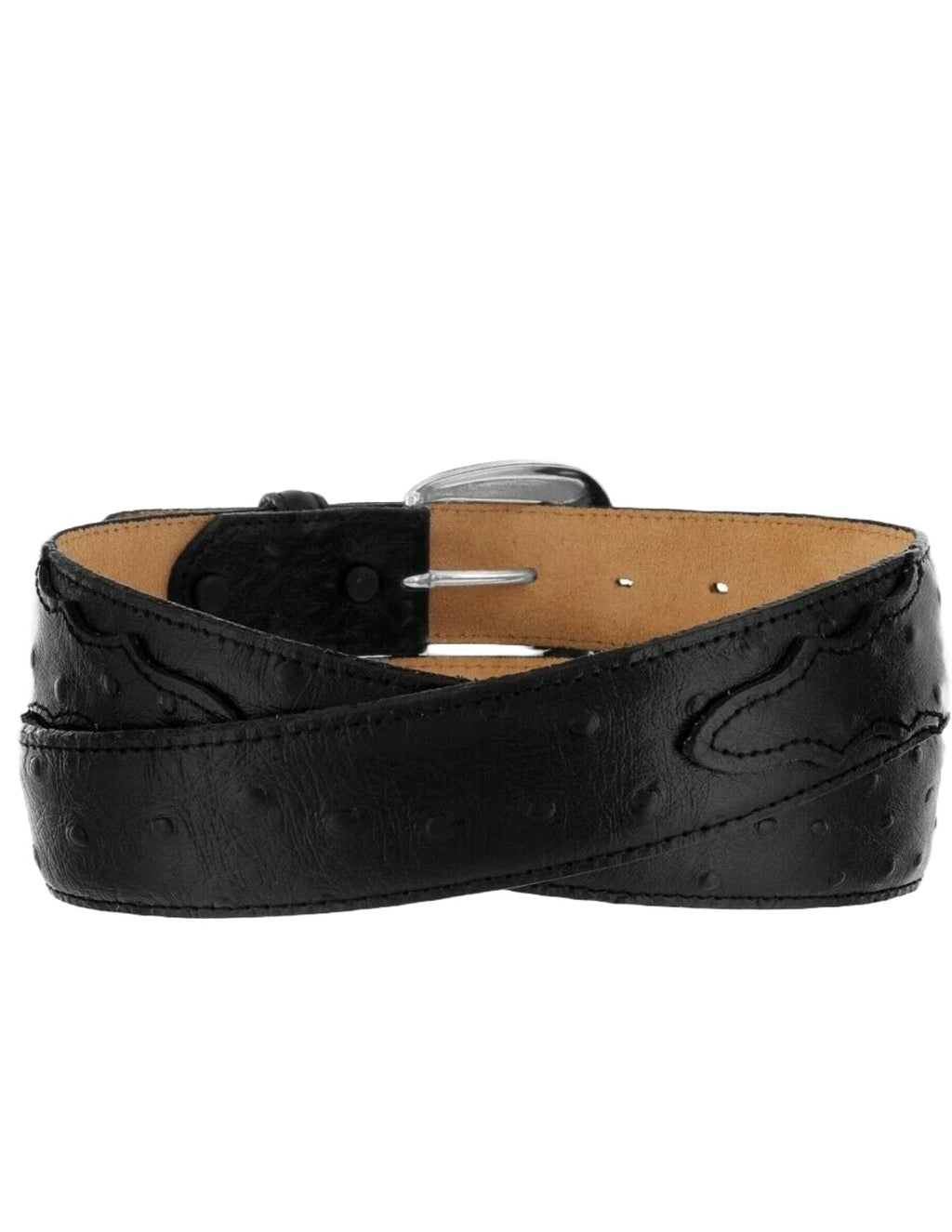 Tony Lama Black Ostrich Print Dress Belt
