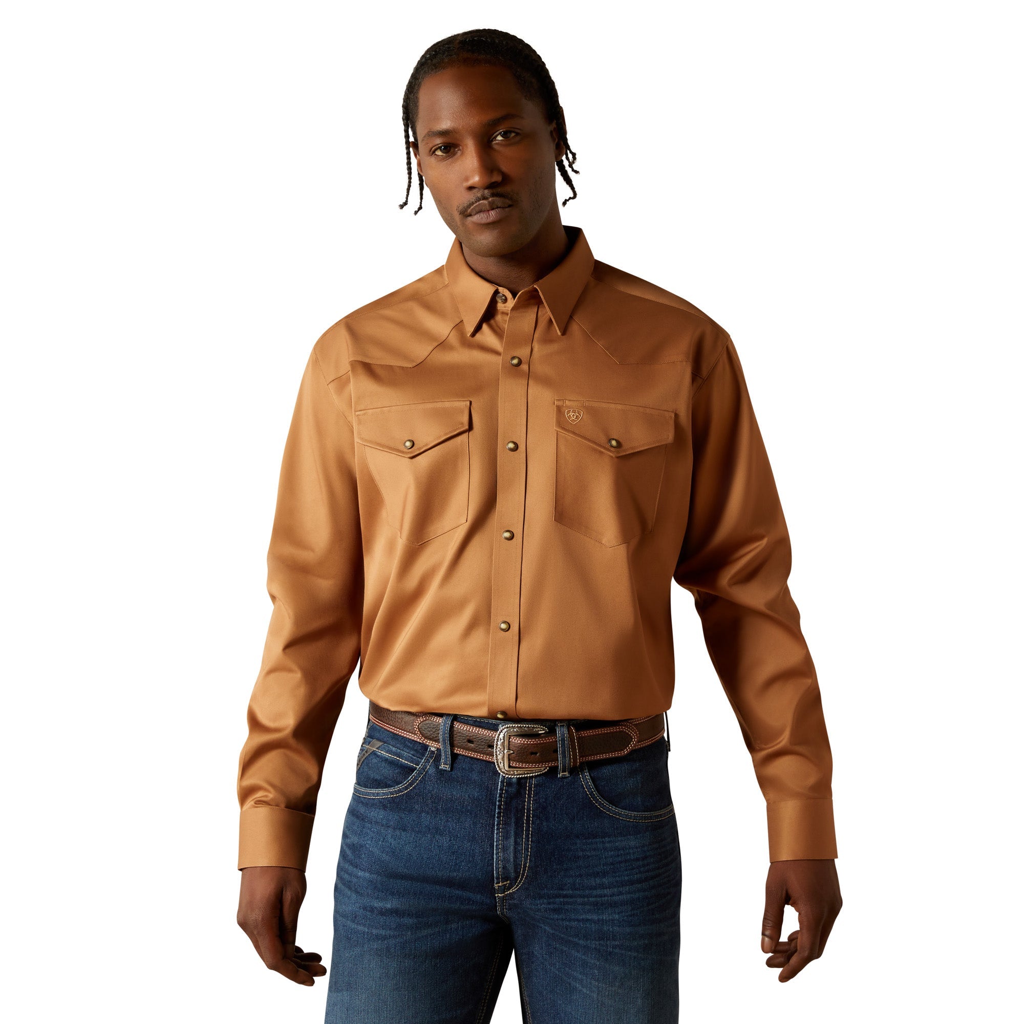 Ariat Mens Tan Solid Twill Classic Fit Shirt