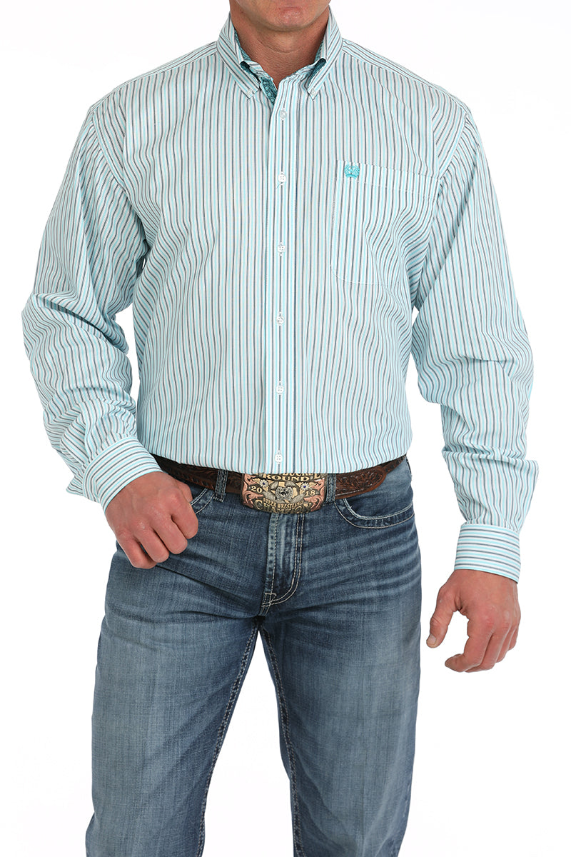 Cinch Mens Striped Long Sleeve Shirt