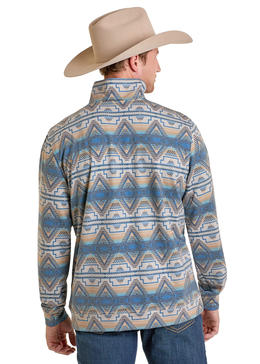 Panhandle Mens Blue Aztec Pullover