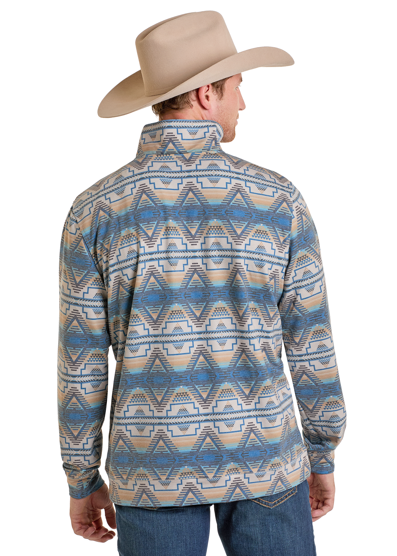 Panhandle Mens Blue Aztec Pullover