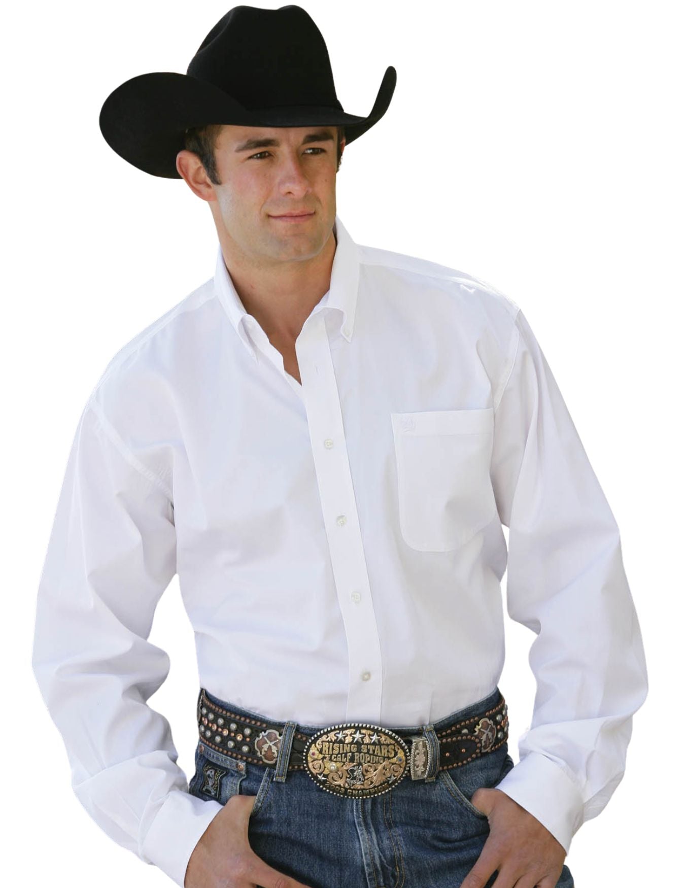 Cinch Mens White Long Sleeve Shirt