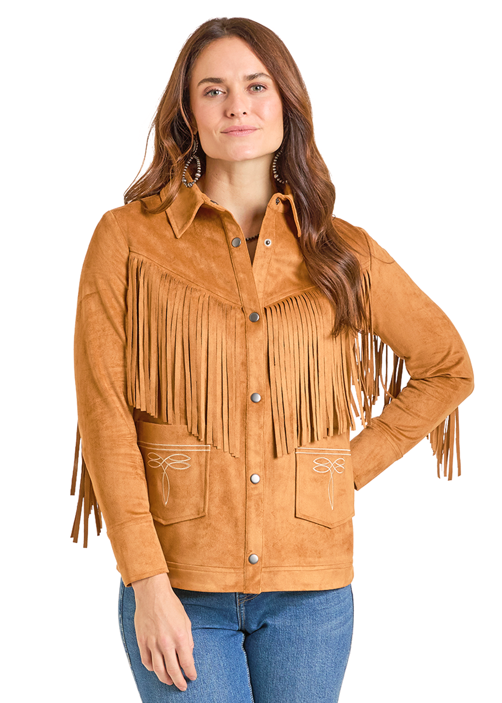 Panhandle Womens Fringed Yoke Shacket