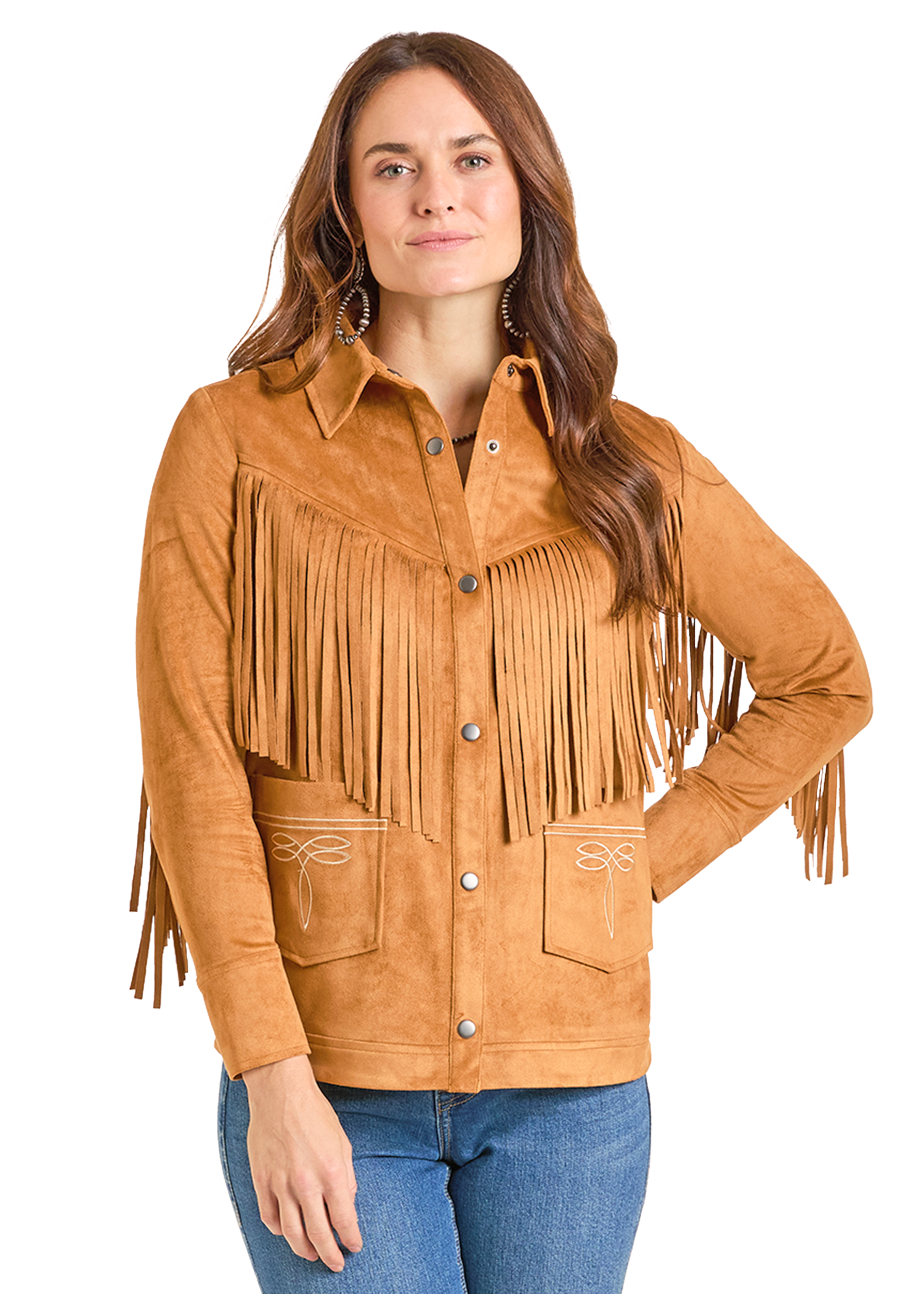 Panhandle Womens Fringed Yoke Shacket