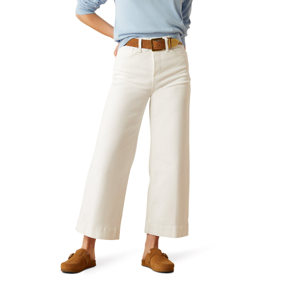 Ariat Womens White Ultra High Rise Countryside Wide Leg Crop Jeans