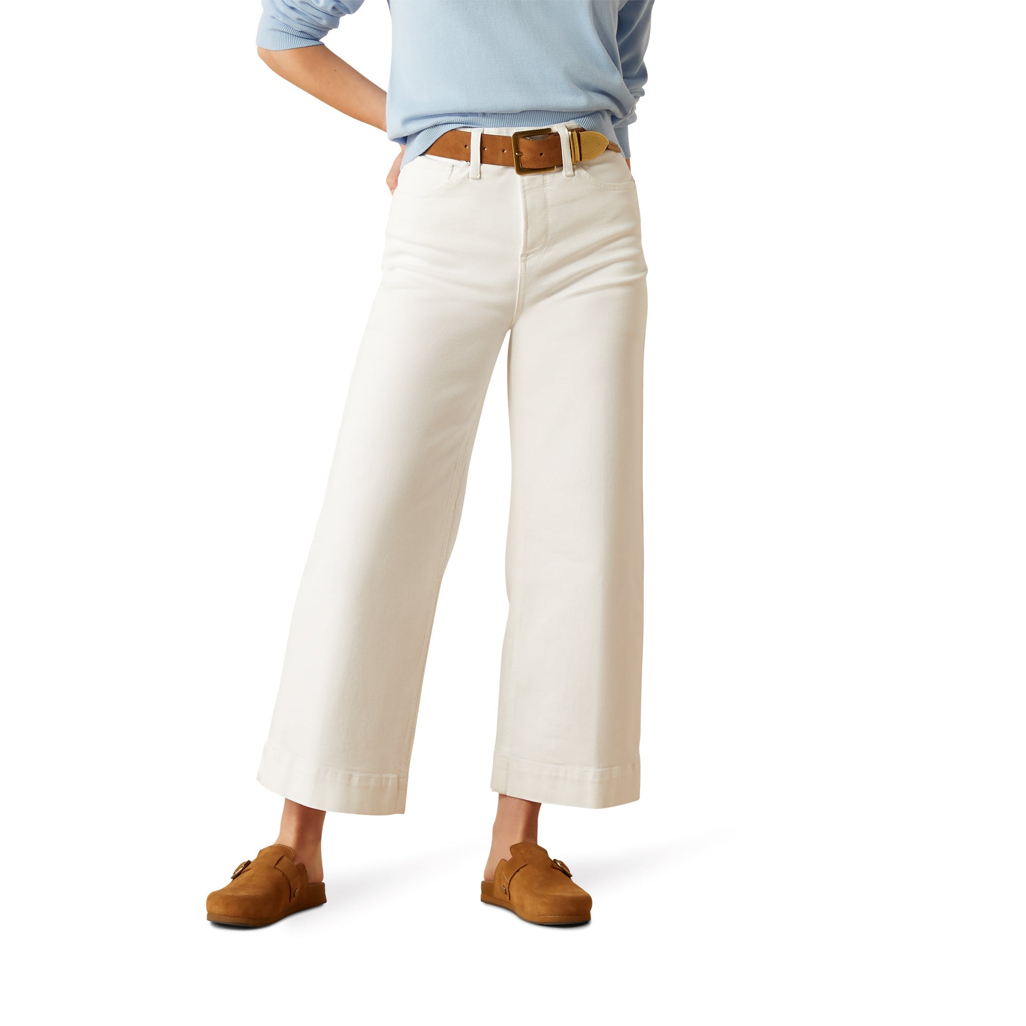 Ariat Womens White Ultra High Rise Countryside Wide Leg Crop Jeans